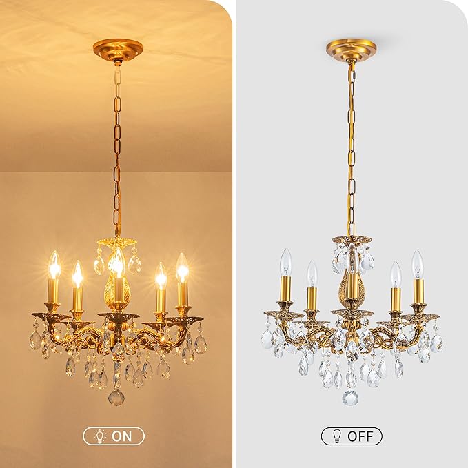 French K9 Crystal Maria Theresa Chandeliers, Luxury Vintage Pendant Light Fixture for Dining Room, Living Room, D18.3*H21~68 inch (Adjustable), Clear Crystal & Antique Bronze Finish Frame-Ruum Studio Home