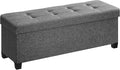 SONGMICS Storage Ottoman Bench, Foldable Foot Rest with Legs, 15 x 43 x 15.7 Inches, End of Bed Bench, Storage Chest, Load up to 660 lb, for Living Room, Bedroom, Entryway, Slate Gray ULSF018G01-Ruum Studio Home