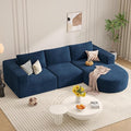 Modular Sectional Sofa with L-Shape Chaise,Cloud Sectional Modern Sleeper Couch with Deep Seat,Sponge Compression Sofas No Assembly Required(Blue-Corduroy Fabric) 1PCS-Ruum Studio Home