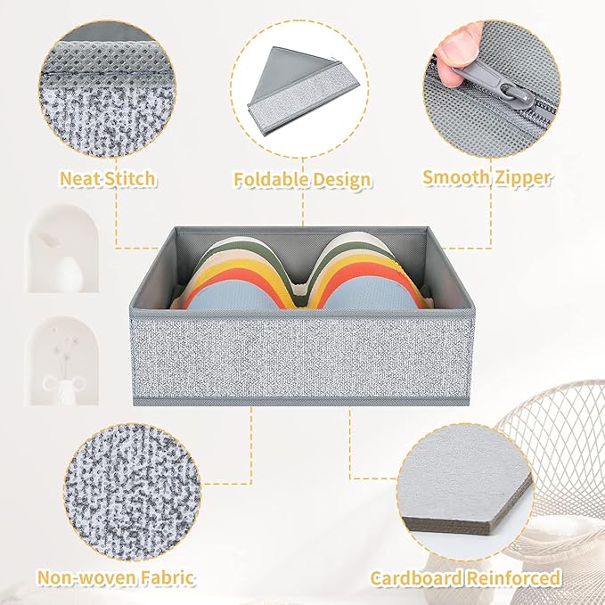 DIMJ Drawer Organizer Clothes 15 Pack - Foldable Baby Organizers and Storage & Dresser Organizer for Bedroom, Closet - Nursery Organization Dresser Dividers for underwear Sock Bra Belt Tie, Gray-Ruum Studio Home