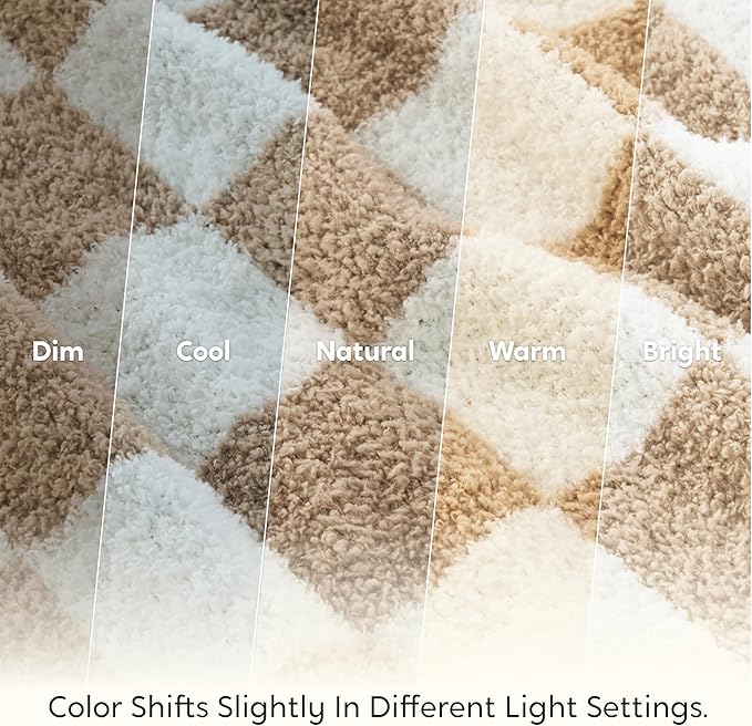 Joiedomi Throw Blanket for Couch Bed, Checkered Knitted Blankets Gifts for Women Mom Girls, Cozy Cute Soft Throw Home Room Decor Aesthetic for Women Mothers Birthday Gifts 50x60 Inches-Ruum Studio Home