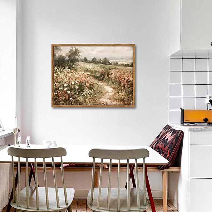 Vintage Framed Wall Art for Living Room – Vintage Wildflower Pictures Oil Paintings Canvas Prints – Country Flower Modern Farmhouse Wall Decor for Bathroom Bedroom Home Office – 12x16in-Ruum Studio Home