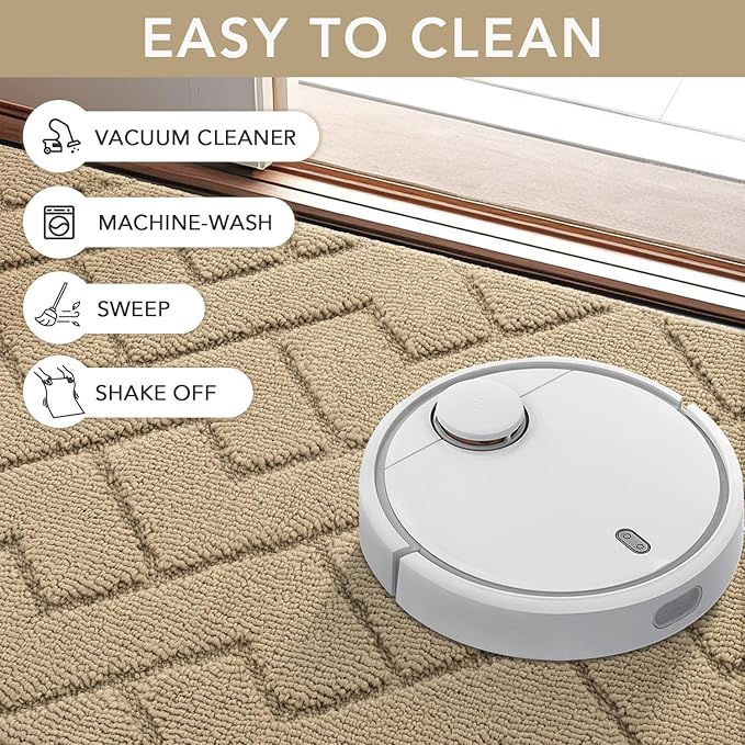 hicorfe Indoor Door Mat,Non Slip Door Mats,32"x48" Front Back Door Mat Rubber Backing,Absorbent Resist Dirt Entrance Inside Floor Mats for Entryway Washable Low-Profile(Beige)-Ruum Studio Home