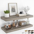 RICHFOCUS 36Inch Floating Shelves for Wall 2 Pack Shelves for Bedroom|Kitchen|Bathroom Wall Mounted Rustic Wood Floating Shelf with Invisible Brackets for Books|Storage|Decor, Grey-Ruum Studio Home