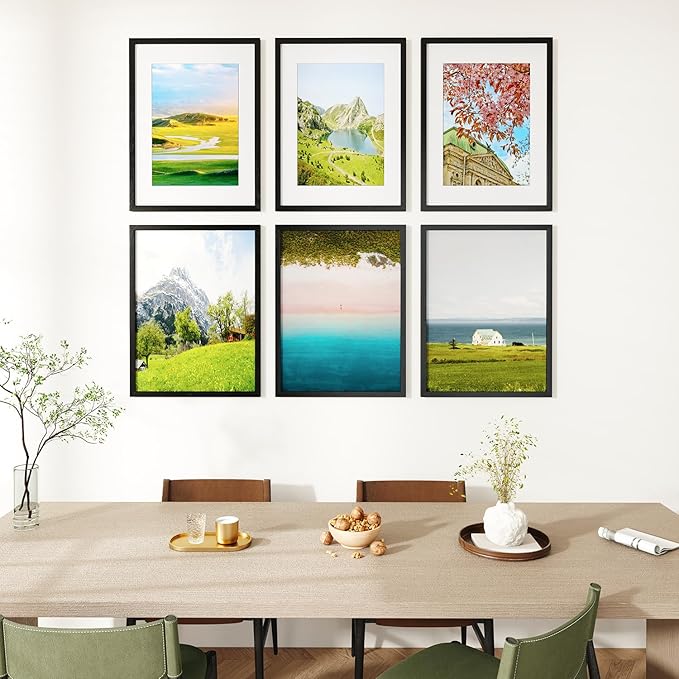 IBUYKE 18x24 Picture Frame,Solid Oak Wood 18x24 Photo Frame with Mat to 16x20,18x24 Picture Frames With Tempered Glass,Wall Mount Display,Home Decor,Black Oak 24 x 18 Frame,UWPF1824B-Ruum Studio Home
