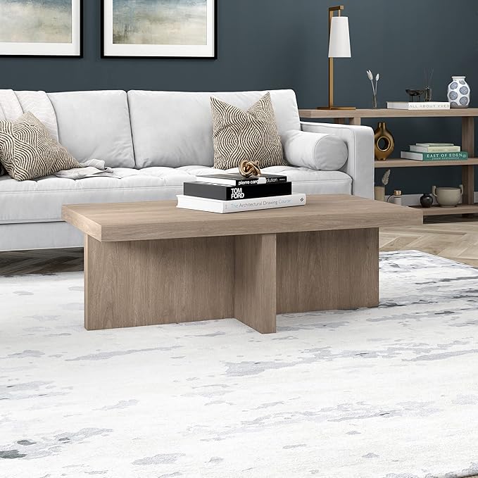 Henn&Hart Elna Coffee Table, 44" Wide,Grey-Ruum Studio Home