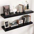 Floating Shelves - 2 Large Wall Mounted Shelves with Invisible Brackets, Long Wood Floating Wall Shelf for Living Room, Bedroom, Kitchen (Black, 36" W x 9" D x 1.5" H)-Ruum Studio Home
