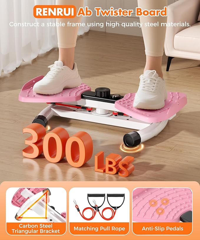 Waist Twisting Machine Fitness Tool, Ab Twister Board with the Smart LED Digital Monitor, 300LBS Capacity & 20dB Ultra-Quiet, Anti-Slip Home Gym Workout Equipment for Women Belly Fat-Ruum Studio Home