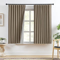 RAIN CITY Linen Brown Blackout Curtains 2 Panels Set,Back Tab Pleated Curtains Hidden Tab with Hooks,Energy Efficinet Linen Polyester Blend Drapes for Bedroom Modern Classic W50xL63 Linen Brown-Ruum Studio Home