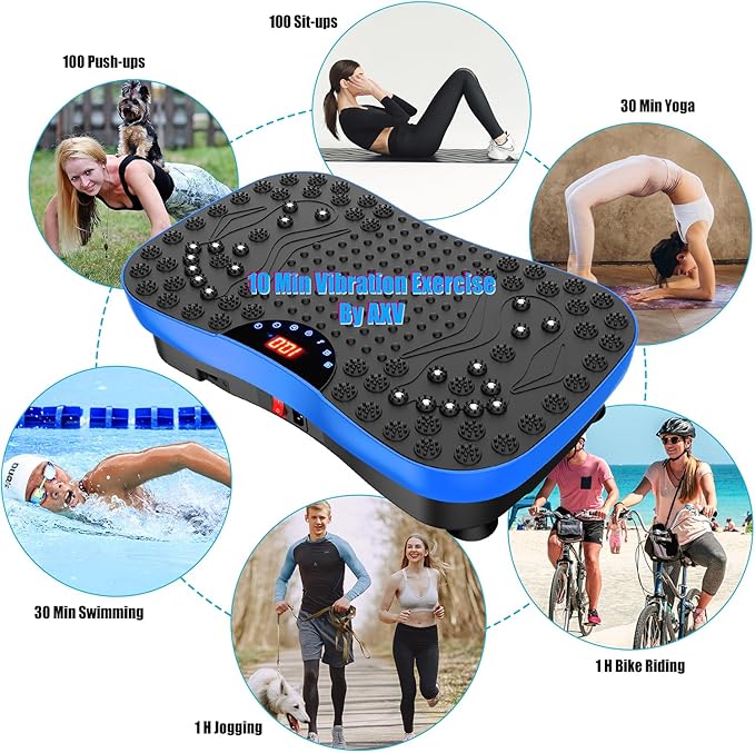 AXV Vibration Plate Exercise Machine Whole Body Workout Portable Mini Vibrate Fitness Platform Lymphatic Drainage Machine for Weight Loss Shaping Toning Wellness Home Gyms Workout (Mini)-Ruum Studio Home