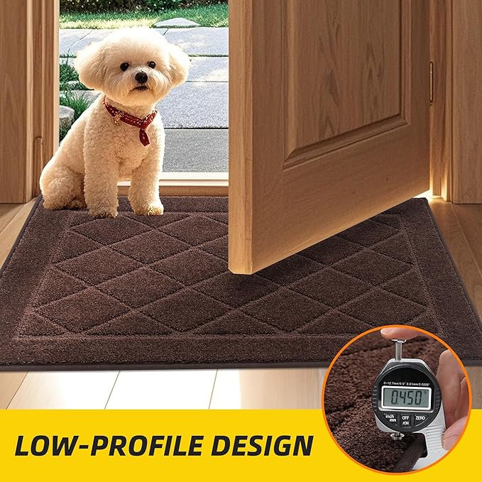 JSEI Dirt Trapper Door Mat 36"x60", Non-Slip Washable Entryway Mats, Dog Door Mat, Stain Resistant and Absorbent Floor Mats, Low Profile Welcome Mat for Front Back Door, Brown-Ruum Studio Home
