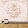 Fowocu Boho Floral Mandala Tapestry for Bedroom Aesthetic Pink Bohemian Flower Wall Tapestry Watercolor Hippie Indian Small Tapestries Wall Hanging for Living Room Dorm Decor 40 x 30 Inch-Ruum Studio Home