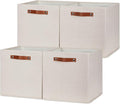 HNZIGE Large Storage Baskets Set of 4 Collapsible Storage Baskets,13x13 Storage Cube Bins with Handles,Foldable Storage Cube Bins for Shelves(cream)-Ruum Studio Home
