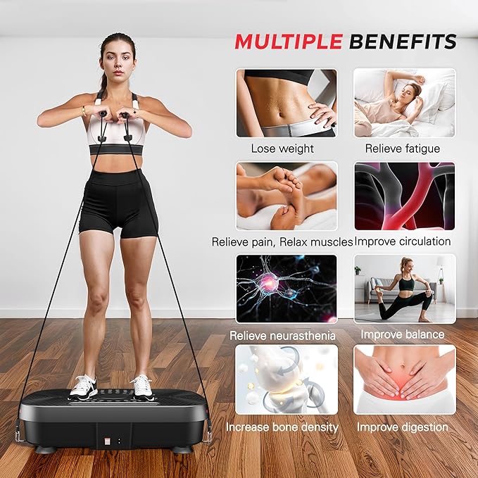 soges Vibration Plate Exercise Machine, Vibrating Exercise Equipment for Whole Body, Vibrate Plate for Home Fitness Workout, Weight Loss, Training-Ruum Studio Home