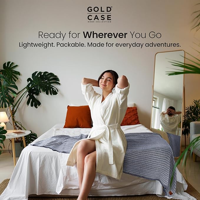 Gold Case Throw Blanket for Couch – 100% Recycled Turkish Cotton Blankets & Throws – Elegant Decorative Throw Blankets for Living Room Sofa – Woven Throws for Couch – Vintage Grey– 60x80-Ruum Studio Home