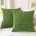 CaliTime Throw Pillow Covers Decorative 24 X 24 Inches Pack of 2 Cozy Chenille Cushion Cases for Couch Sofa Bed Living Room Home Forest Green-Ruum Studio Home