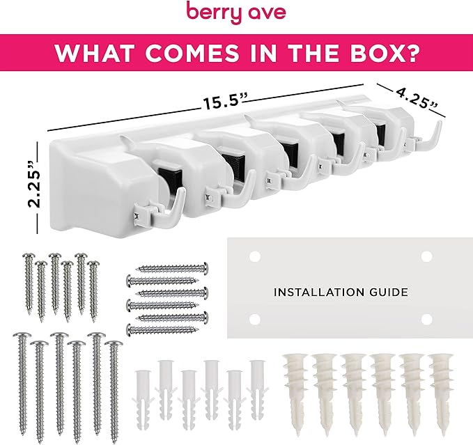 EXTRA GRIP Mop & Broom Holder Wall Mount - Wall Hanging Garden Tool & Utility Closet Organizer, Mop & Broom Hook, Broom Hanger Wall Mount, Mop Broom Organizer, Wall Mounted Broom Rack Mop Storage-Ruum Studio Home