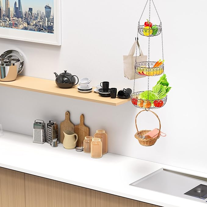 Simple Houseware 3-Tier Fruit Hanging Basket, Bronze-Ruum Studio Home