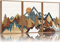 SIGNINART Large Mountain Framed Canvas Wall Art, Boho Sunrise Wilderness Art Prints, Vintage Forest Nature Artwork, Modern Farmhouse Woodcut Style Wall Decor for Living Room Bedroom Office 24"x36"x3-Ruum Studio Home