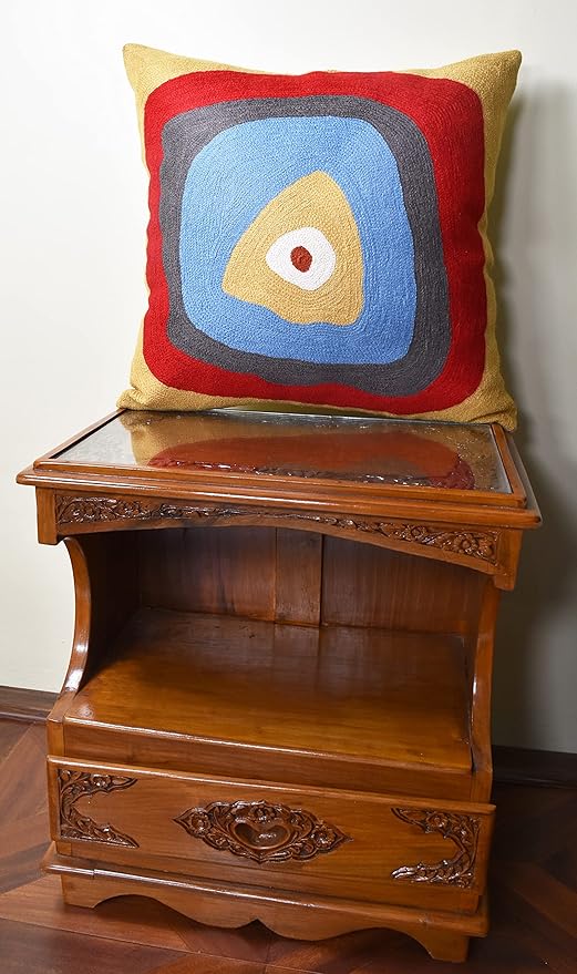 Kandinsky Modern Pillow Cover - Ruby Abstract Pillowcase Farmhouse Chair Contemporary Cushion Outdoor Pillowsham Mid Century Handmade Wool Size 18x18-Ruum Studio Home