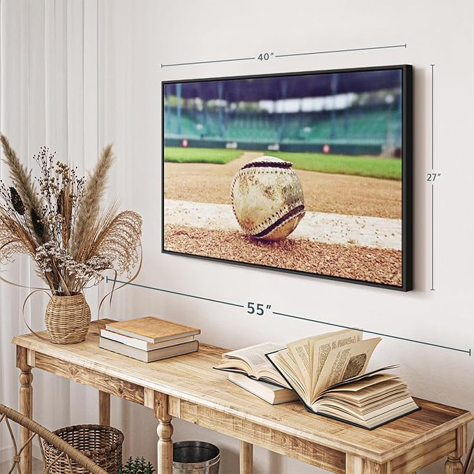 ElephantStock Baseball In Stadium Wall Art - Horizontal Framed Canvas - 1-Piece Living Room Wall Decor - Car Photography Canvas Print - Brown and Beige Decor for Wall - 40" X 27"-Ruum Studio Home