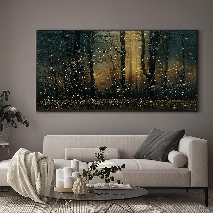 SIGNWIN 36"x72" Extra Large Framed Wall Art Magical Firefly Forest at Twilight, Enchanted Nature Scene for Home Living Room Bedroom Decor (Frame Assembly Required)-Ruum Studio Home