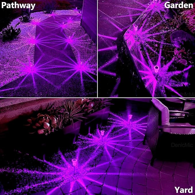 DenicMic Halloween Solar Lights Outdoor 10 Pack Purple LED Waterproof Yard Garden Patio Backyard Pathway Walkway Landscape Path Lawn Outside Halloween Decorations Outdoor-Ruum Studio Home