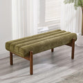 Green Upholstered Bench Modern End of Bed Bench Chenille Fabric Bedroom Bench for Entryway Living Room Vanity Makeup Room, 47" Long, Wooden Legs-Ruum Studio Home