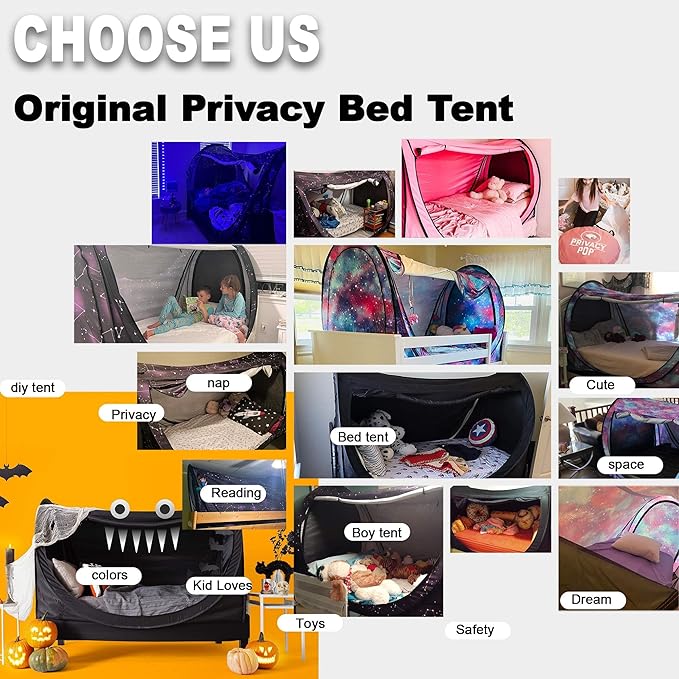 Privacy Pop up Eclipse Bed Tent Bed Drapes (Blue, Queen)