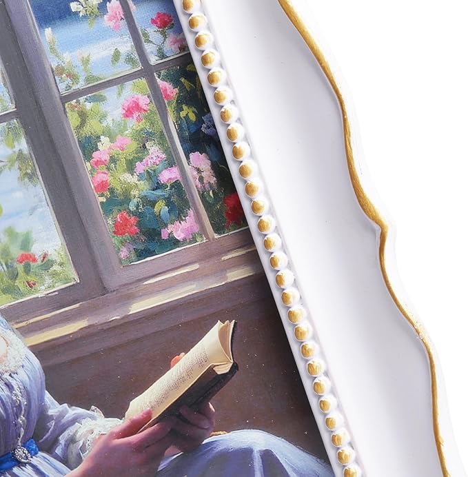8x10 Vintage Picture Frame with Embossed Flower Design, White Ornate Frame for 8x10 or 5x7 Pictures with White Mat, Hand-Crafted Resin Antique Frames for Tabletop & Wall Hanging, Home Decor (White)-Ruum Studio Home