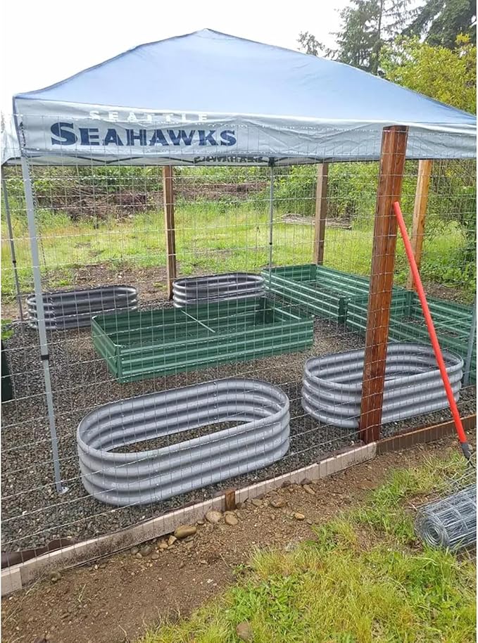 2 Pack 4x2x1FT Galvanized Raised Garden Bed Kit Oval Metal Ground Planter Box Outdoor Bottomless Planter Raised Beds for Vegetables Flowers Herbs Fruits, Green-Ruum Studio Home