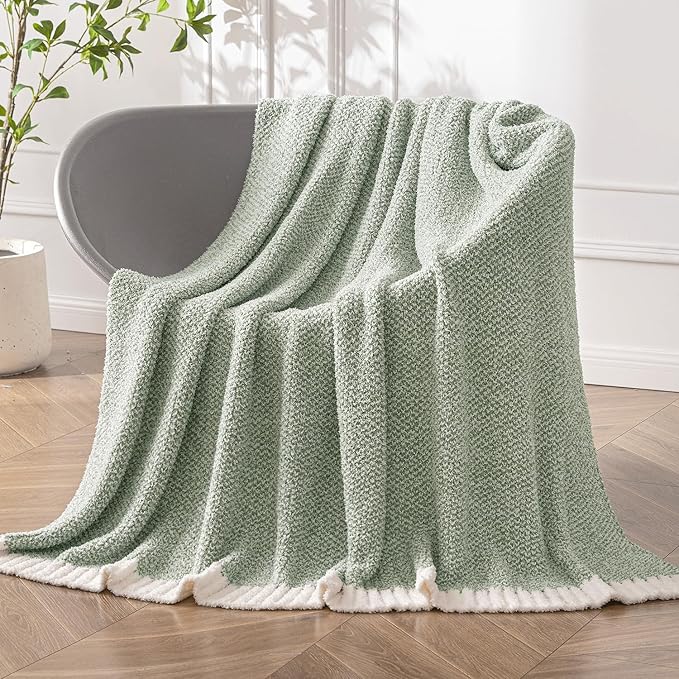 MIULEE Sage Green Super Soft Throw Blanket for Couch, Cozy Fluffy Warm Throws Knit Blankets for Sofa, Bed, Chair, Living Room, Camping, Picnic, Spring Home Decor,50 x 60 inch-Ruum Studio Home