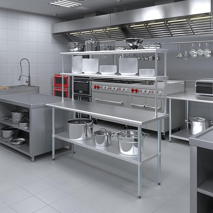 AmGood Double OverShelf Stainless Steel NSF - Many (72" Long x 12" Deep)-Ruum Studio Home