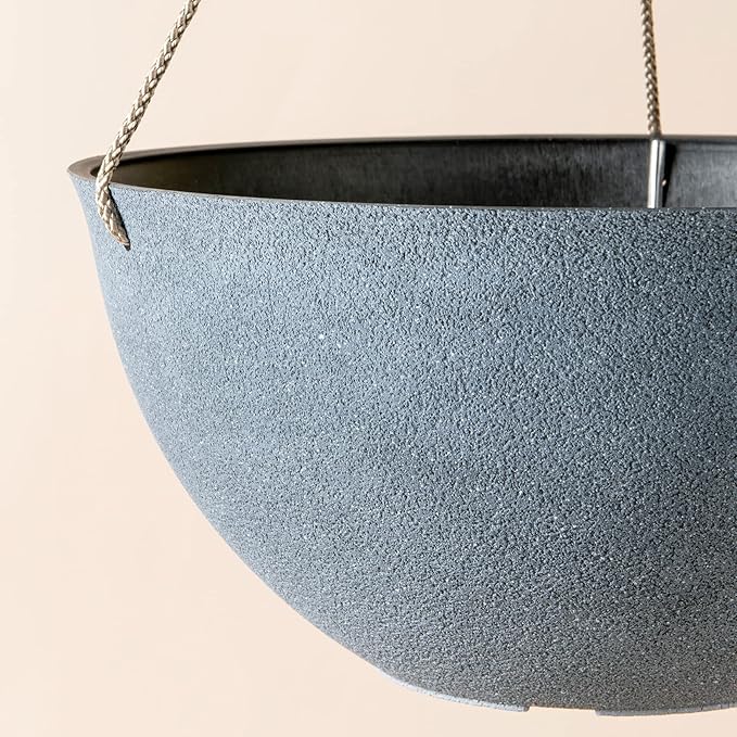 LA JOLIE MUSE Large Hanging Planters for Outdoor Plants - Hanging Flower Pots Weathered Gray (13.2 Inch, Set of 2)-Ruum Studio Home