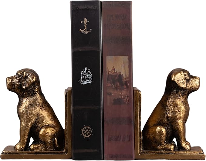 Book Ends for Shelves to Hold Books Heavy Duty,Decorative Bookend for Bookshelf Décor,Cute Animal Dog Book Stopper Labrador Retriever Statues for Home, Office Desk Decoration,1pair-Ruum Studio Home