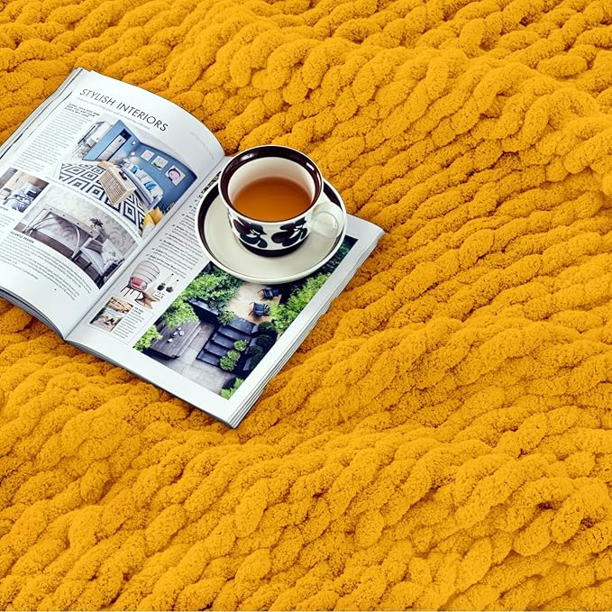Ultra Soft Chunky Knit Blanket Throw -40x50 Hand Knitted Warm Chenille Throw Blanket, Home Decor Soft Thick Yarn Cable Knit Blanket Breathable Fleece Banket Christmas for Couch Bed Sofa Best GIF-Ruum Studio Home