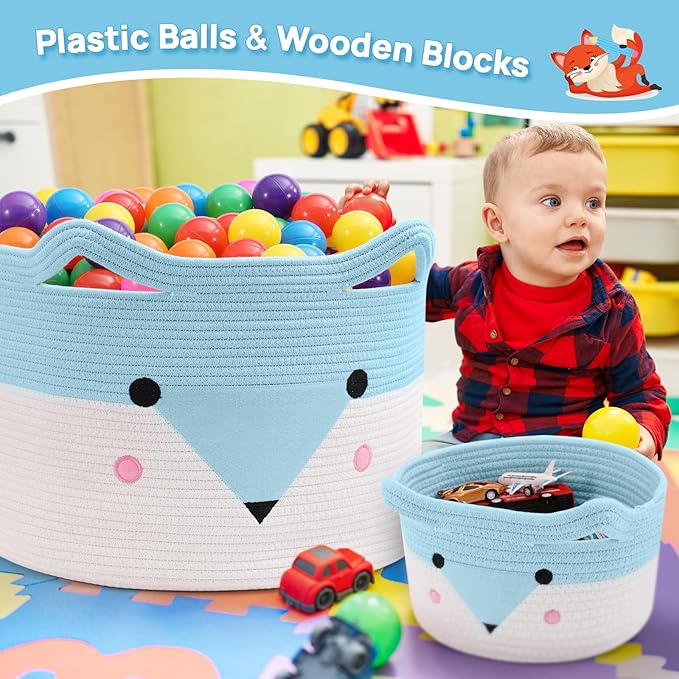 Large Baby Basket Toy Storage 3 Pack, (20"x13.8") Woven Baby Laundry Basket Blanket Basket, Stuffed Animal Storage, Baby Gift Basket Empty, Toy Basket for Kids, Dog, Cat.-Ruum Studio Home