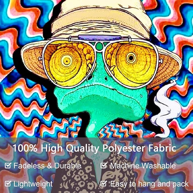 ADDWel Blacklight Frog Tapestry, Hippie Alien Tapestry Glow In The Dark, UV Reactive Black Light Upright Posters Wall Hanging for Bedroom Dorm Living Room Backdrop Decor-Ruum Studio Home