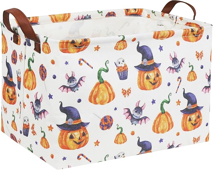 HIYAGON Rectangular Halloween Basket Trick or Treat Basket for Kids Boys and Girls Pumpkin Candy Box for Halloween Parties Cute Storage Bin Organizer Box Room Decor(Pumpkin)-Ruum Studio Home