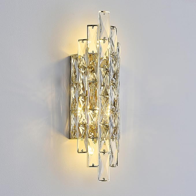 Modern Gold Crystal Wall Sconce Light Fixtures, Wall Mount Lamps for Bedroom Living Room Bathroom Vanity Mirror-Ruum Studio Home