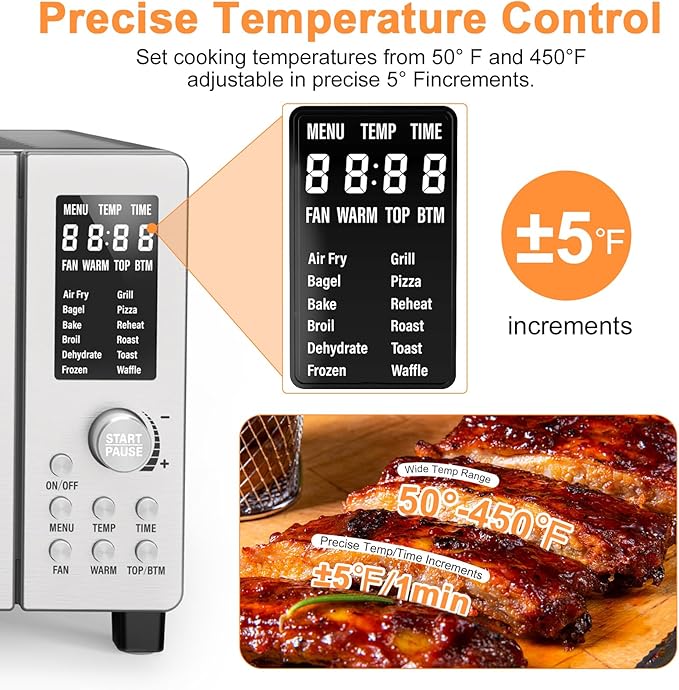 Nuwave Bravo Air Fryer Toaster Smart Oven, 10-in-1 Countertop Convection, 1800 Watts, 21-Qt Capacity, 50°-450°F Temp Controls, Top and Bottom Heater Adjustments 0%-100%, PFAS Free, Stainless Steel-Ruum Studio Home