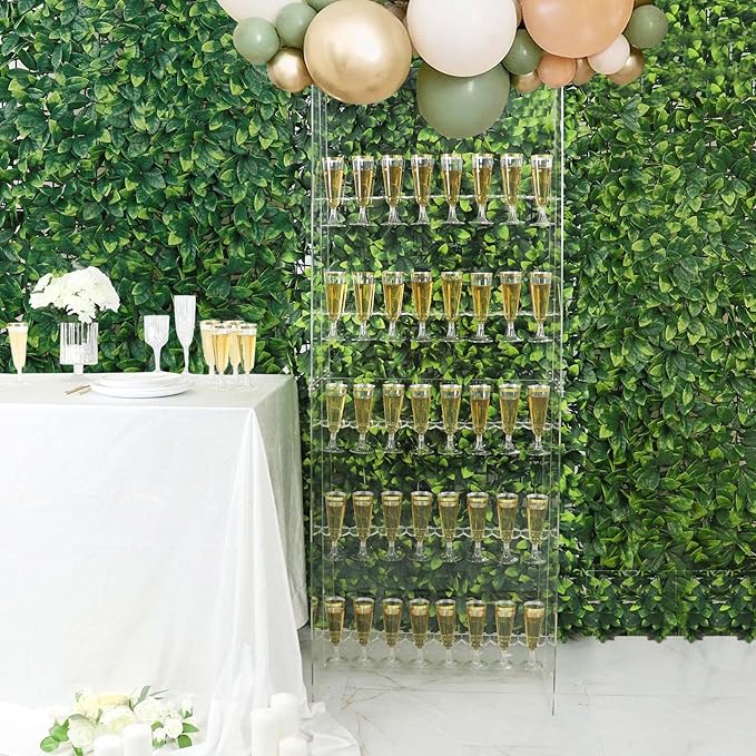 Tableclothsfactory 5ft Clear Acrylic 5-Tier Wine Glass Stemware Rack, Champagne Flute Holder Wall Stand-Ruum Studio Home