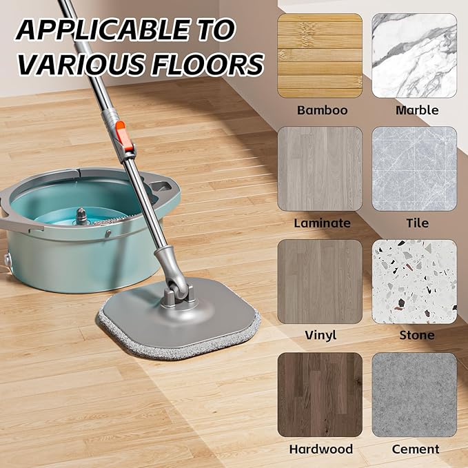9 Inch Square Microfiber Mop Pad Refill Compatible with True & Tidy Mop System and Most 9 Inch Square Spin Mops - Thickened Washable & Reusable Mop Replacement Pad for Wet Dry Mopping(6 Pack)-Ruum Studio Home