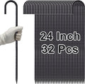 VVOKGO Rebar Stakes 24 Inch J Hook Heavy Duty Ground Anchors (32pcs), 3/8 Inch Diameter Metal Steel Extra Long Fence Stakes with Chisel Point End for Greenhouse, Gazebo, Carport, Camping Tents, Black-Ruum Studio Home