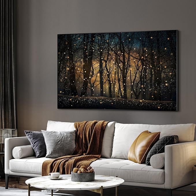 SIGNWIN 30"x60" Extra Large Framed Wall Art Magical Firefly Night Forest, Enchanted Woodland Scene for Home Living Room Bedroom Decor (Frame Assembly Required)-Ruum Studio Home