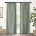 Macochico Pinch Pleated Blackout Curtains 102 Inches Long 100% Light Blocking Fog Green Linen Drapes for Bedroom Living Room Farmhouse Shabby Chic Burlap Curtains with Tieback 72”Wx102”L 1 Panel-Ruum Studio Home