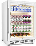 Beverage Refrigerator 24 Inch Drink Fridge, Beer Fridge, 150 Cans Beverage Cooler, Under Counter Refrigerator, Drink Cooler Undercounter Outdoor Refrigerators, Single Glass Door Bar Fridge-Ruum Studio Home