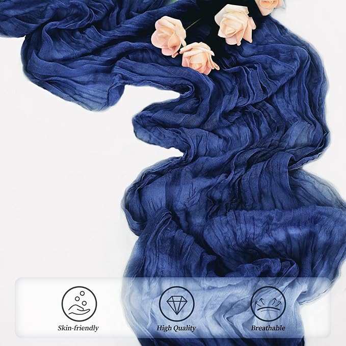 10FT 12 Pack Royal Blue Cheesecloth Table Runner 20 x 120 Inch Long Rustic Gauze Cheese Cloth Table Runner for Wedding Bridal Baby Shower Table Decorations Boho Fabric Sheer Birthday Party Table Decor-Ruum Studio Home