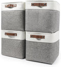 13x13 Cube Storage Bins, Collapsible Fabric Storage Box, 4 Pack Closet Baskets with Handles for Organizing, Shelf, Toys, Clothes, Home, Office, Nursery (Grey&White)-Ruum Studio Home