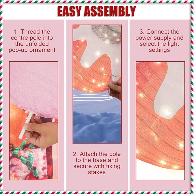 BRIGHTDECK Outdoor Christmas Ornaments, Lighted Pop-Up Outdoor Holiday Ball Decoration with 80 LED Lights, 8 Light Modes, Lighted Collapsible Holiday Decorations for Yard, Home (Pink)-Ruum Studio Home